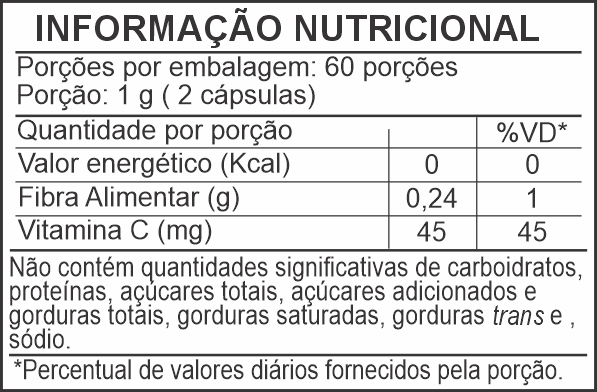Informação Nutricional - AÇAÍ COM VITAMINA C